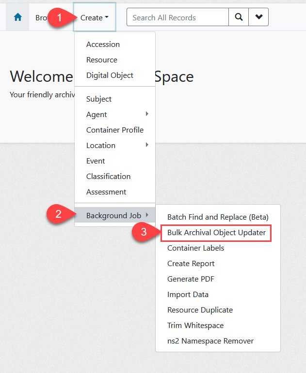 Create Background Job Menu