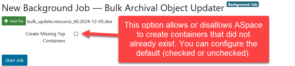 Background Job Upload Screen