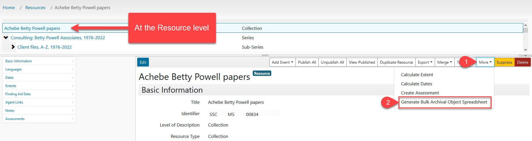 Bulk Update Spreadsheet Menu