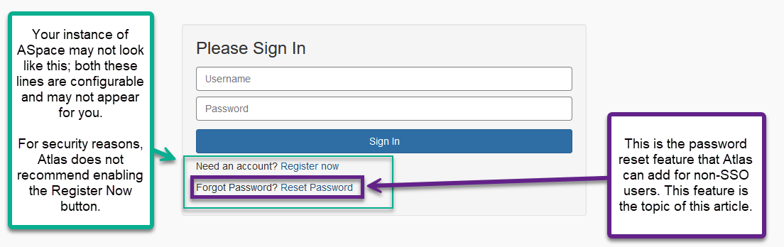 Password reset option
