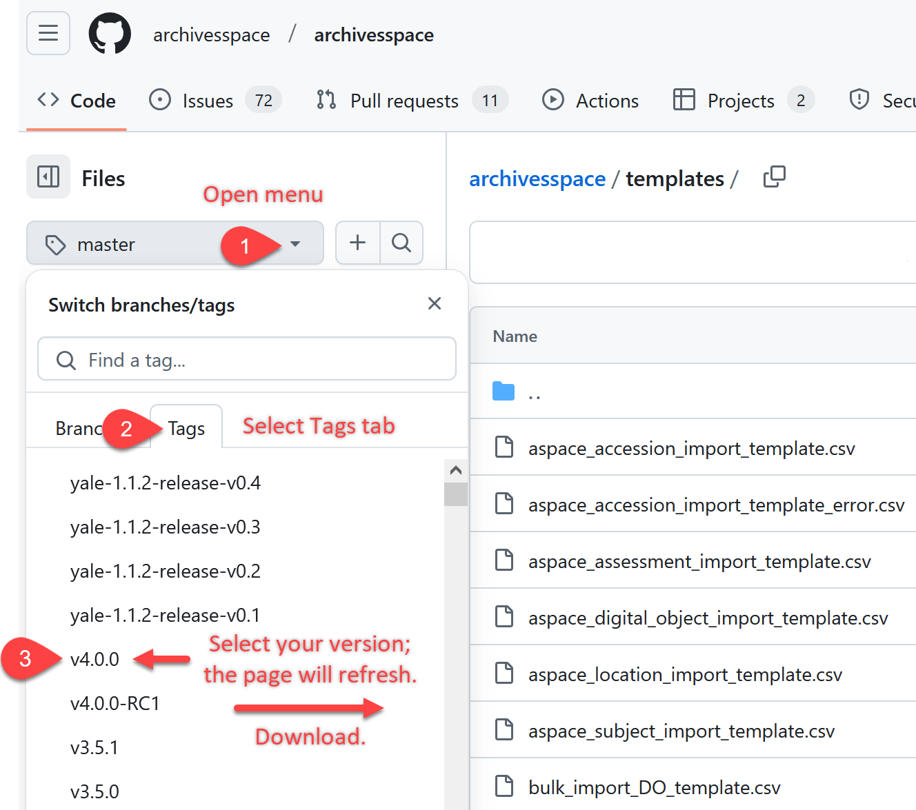 GitHub Version Selection