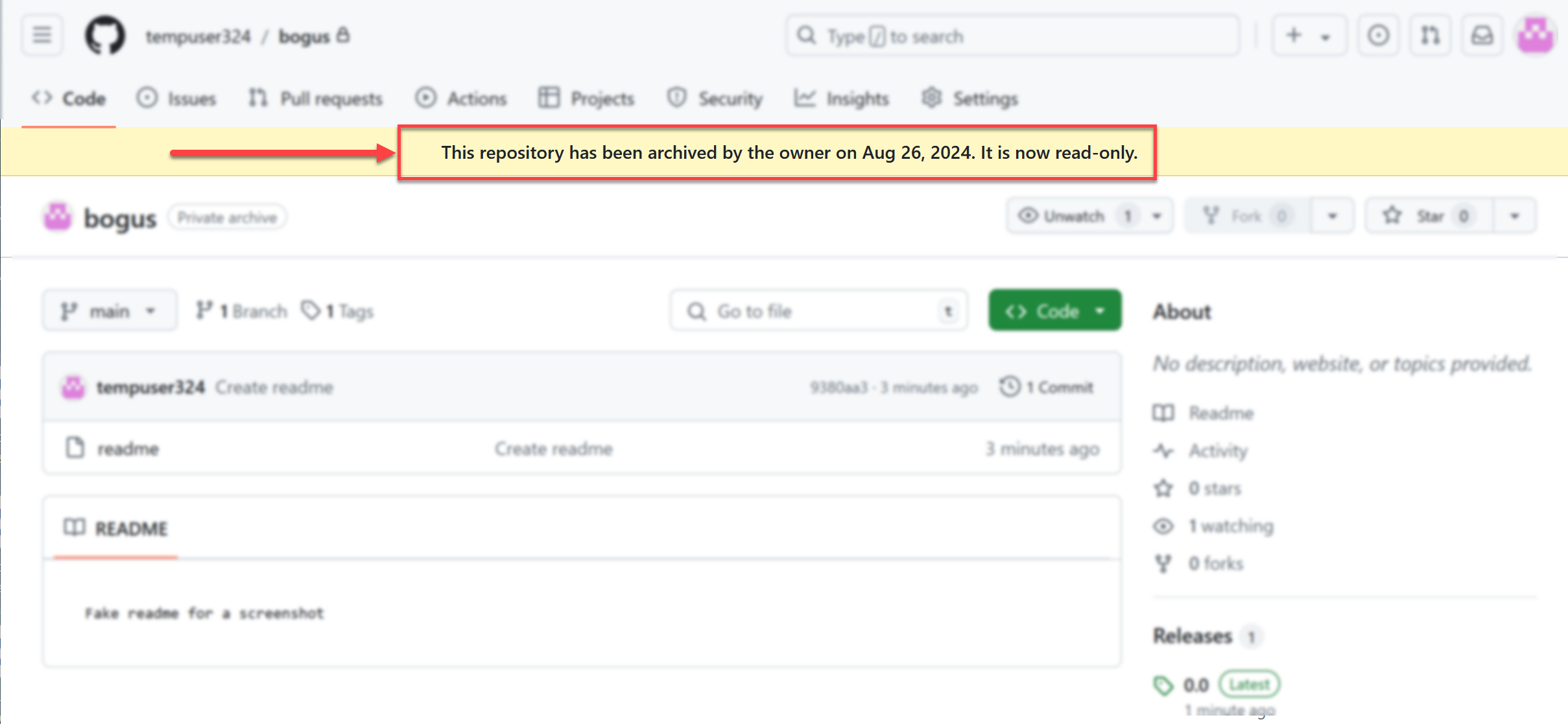 Repository abandonment notice