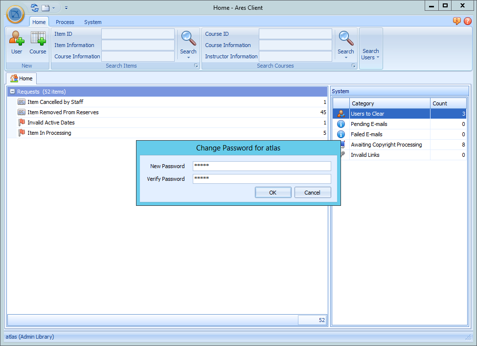 Ares Change Password Dialog
