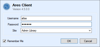 Ares Client Login Dialog