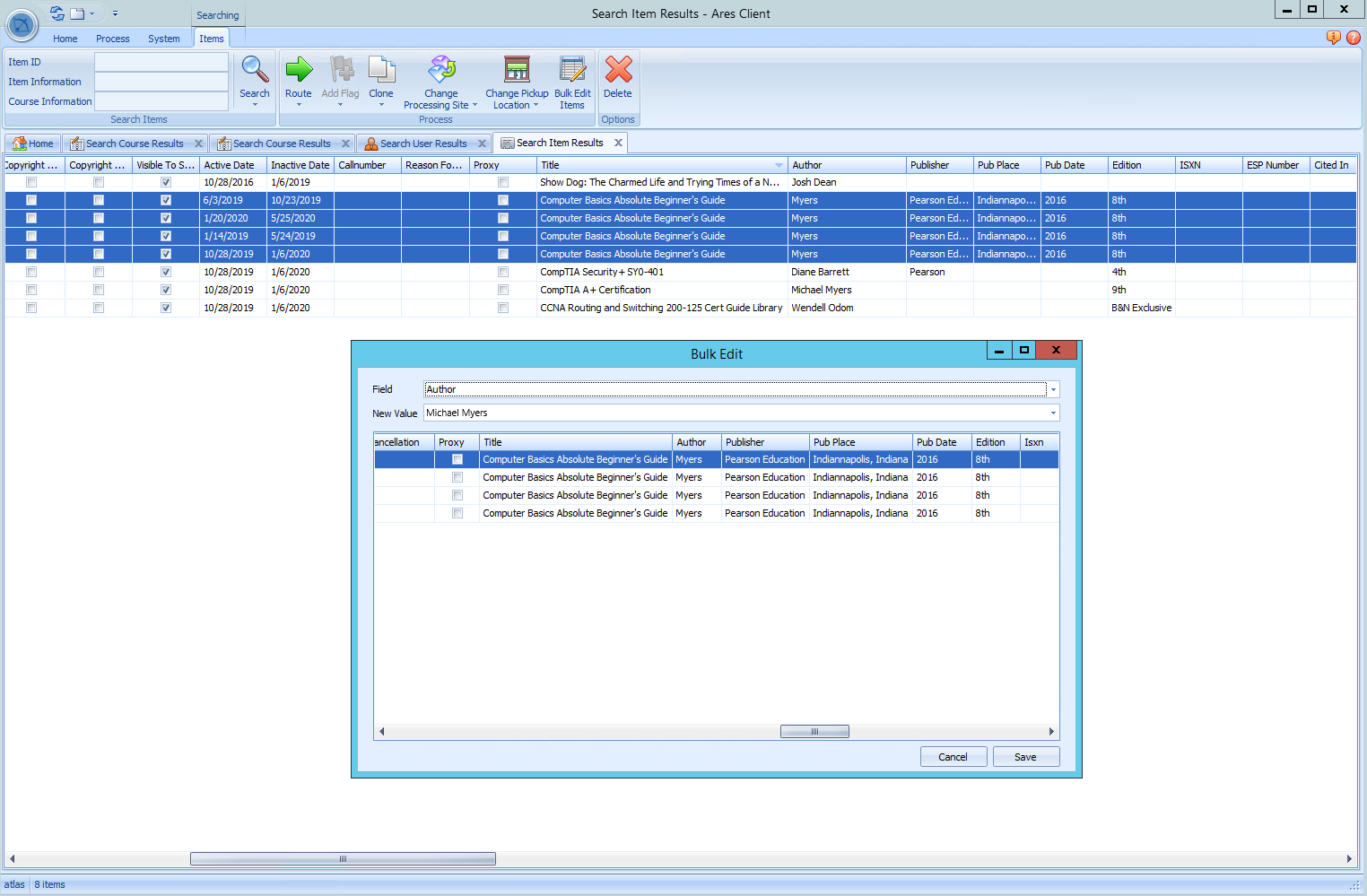 Bulk Edit Items Example