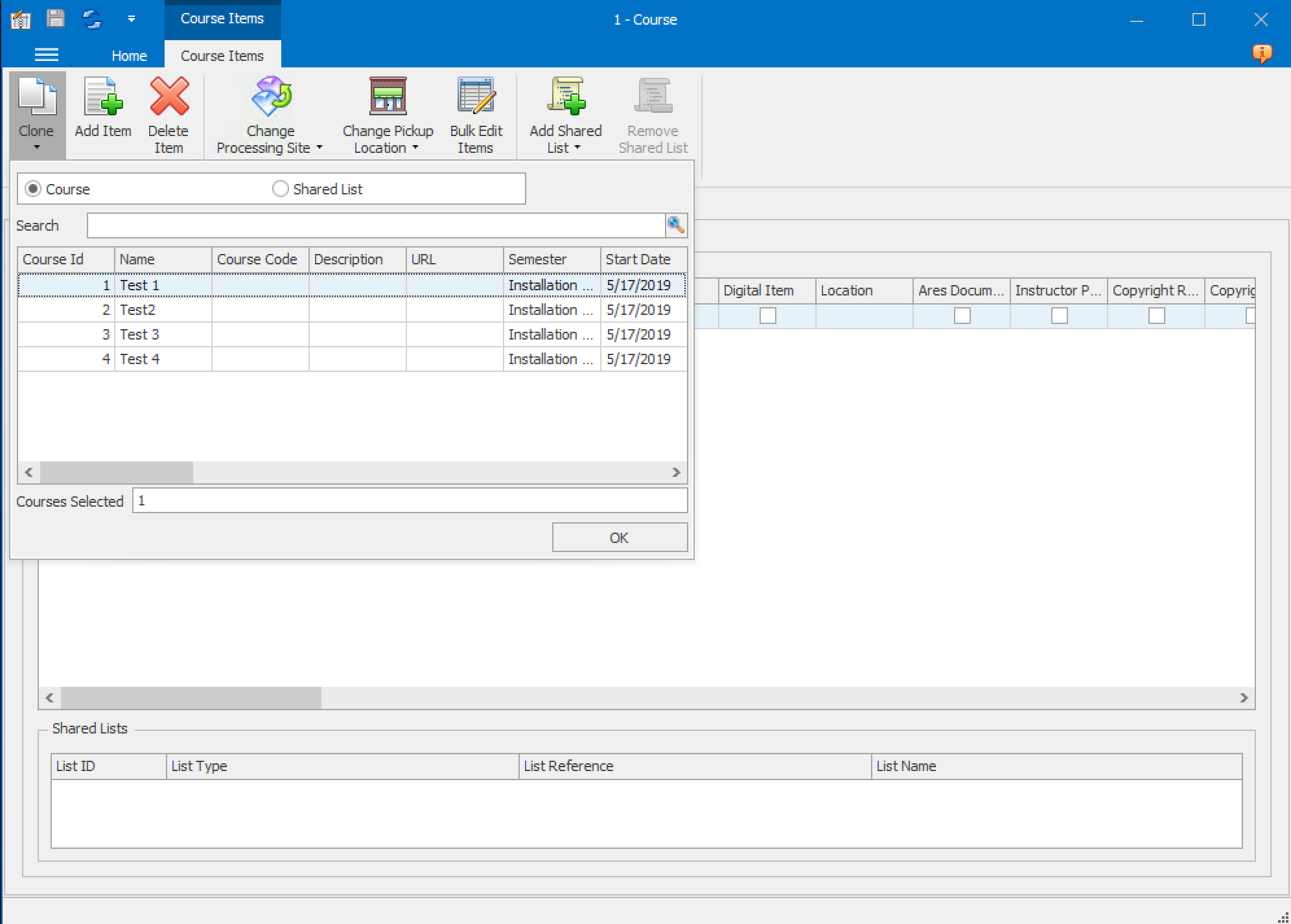 Ares Course Clone Item Dialog
