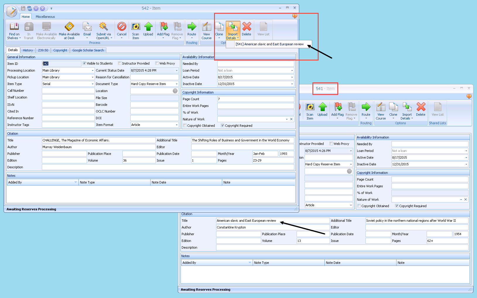 Ares Import Item Details Feature