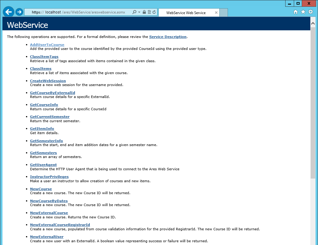 WebServiceURL customization key screenshot