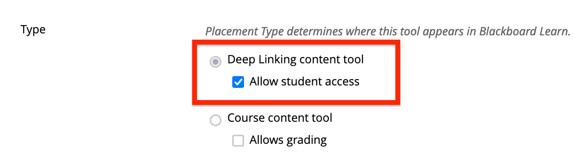Deep Linking placement type