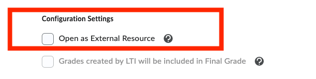 Brightspace Configuration Settings