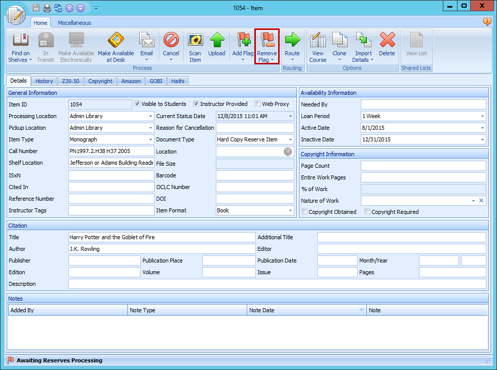 Ares Remove Flag Button