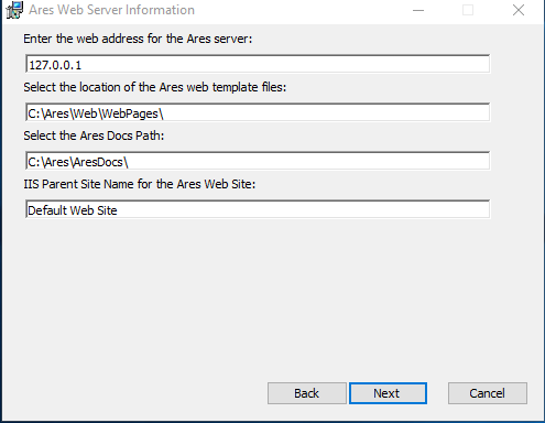 Ares Default IIS Website