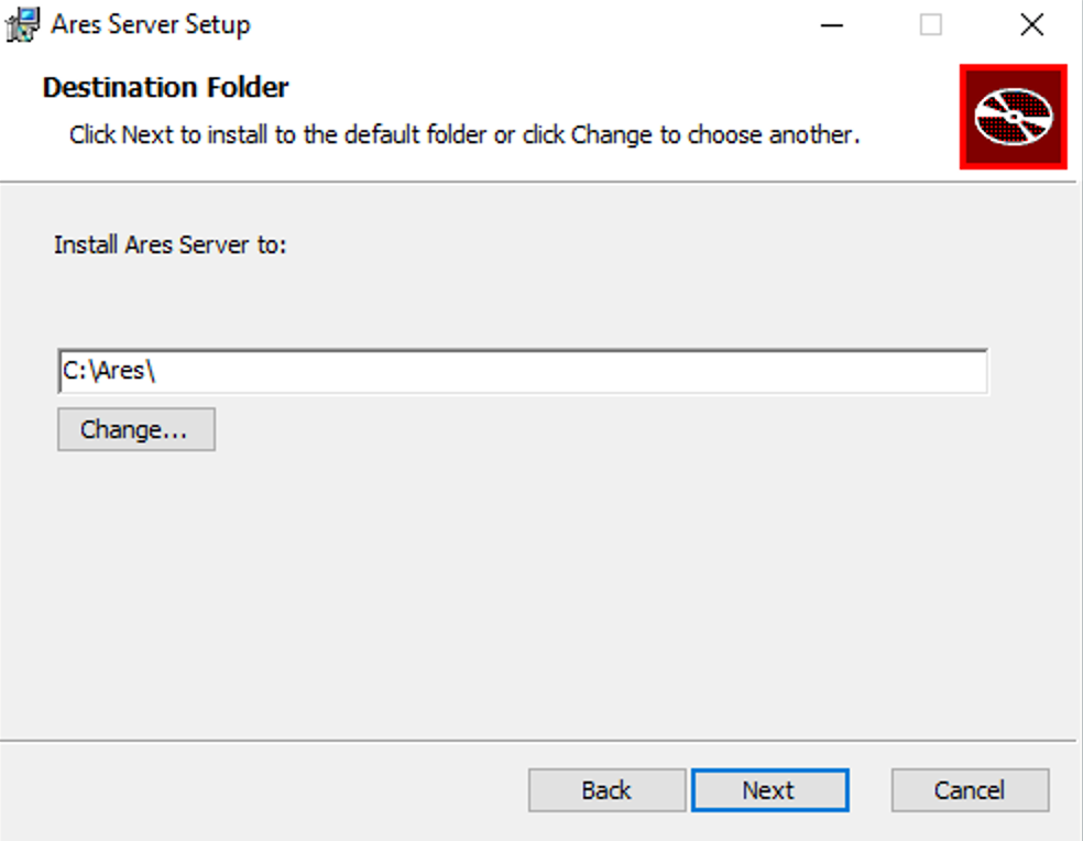 Ares Server Setup Destination Folder