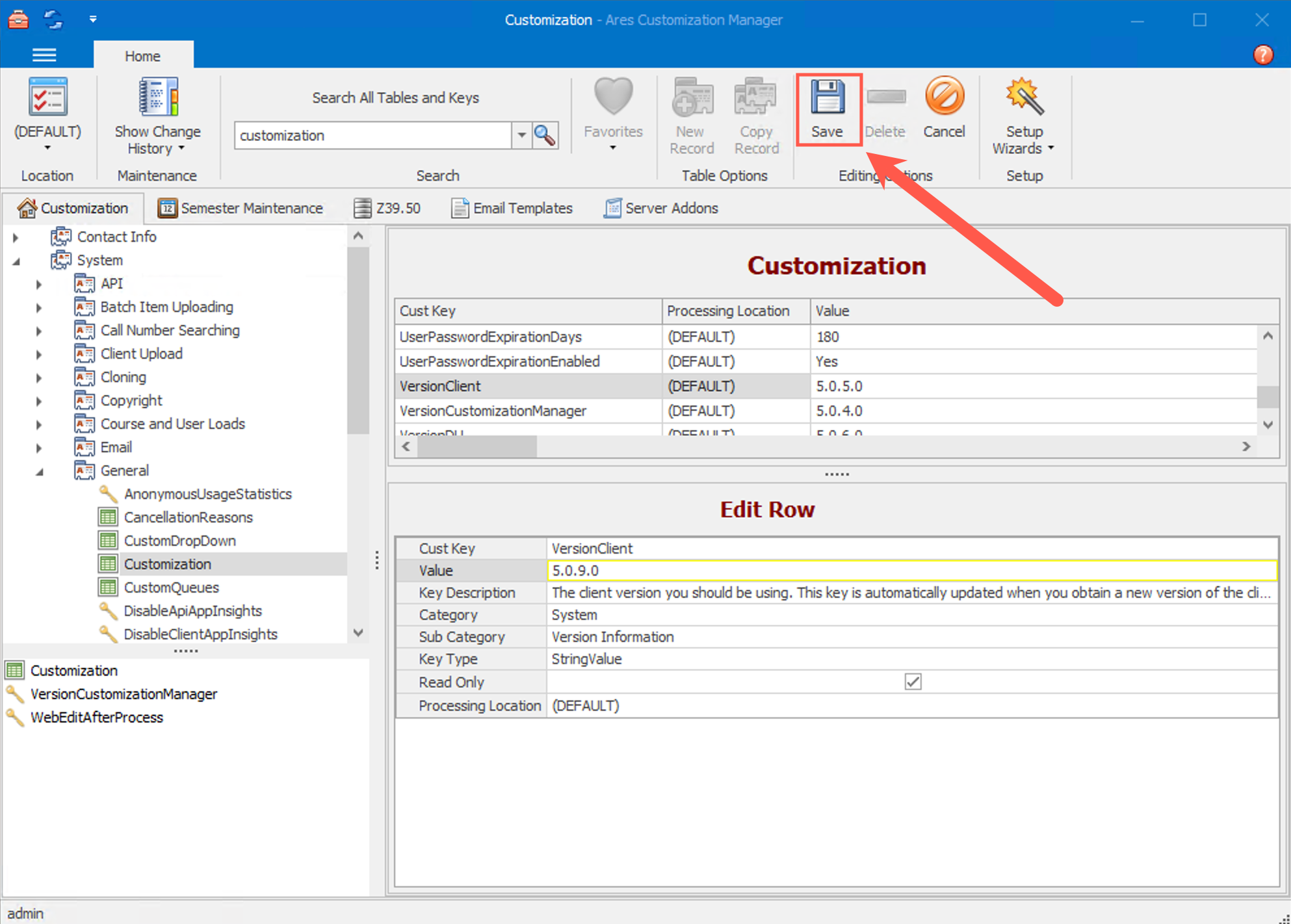 Ares VersionClient Save