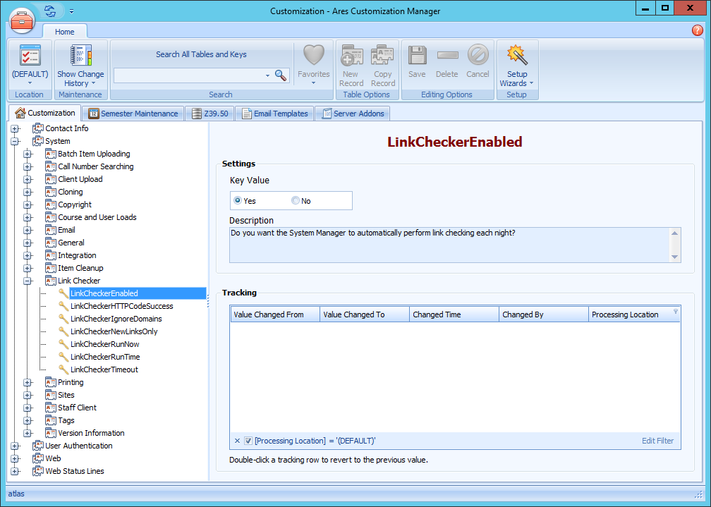 Ares Customization Manager LinkCheckerEnabled