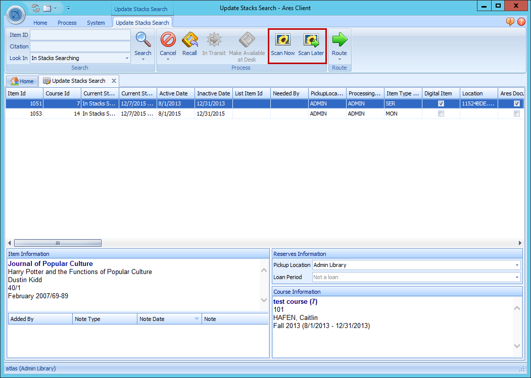 Ares Update Stacks Search Scan Now Scan Later