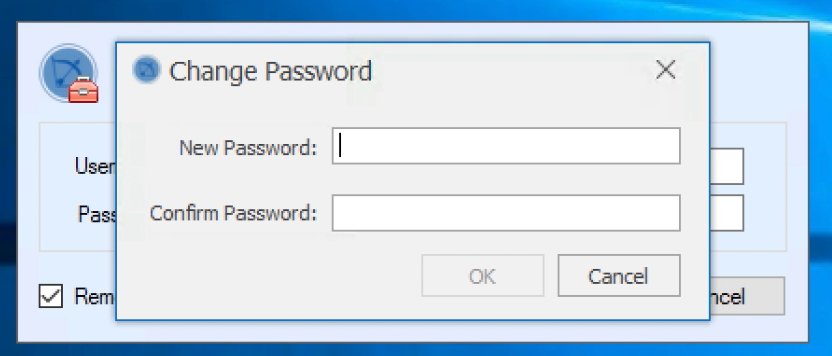 Password Update dialog