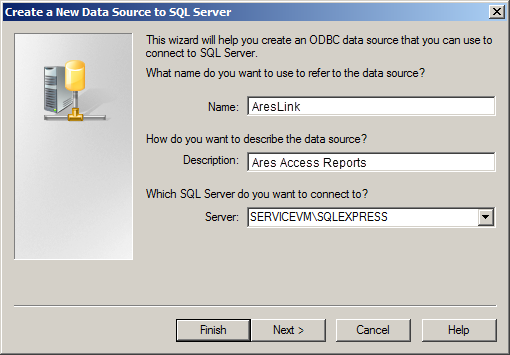 Create New Data Source to SQL Server wizard