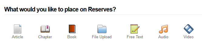 Ares web Add Reserve Items form