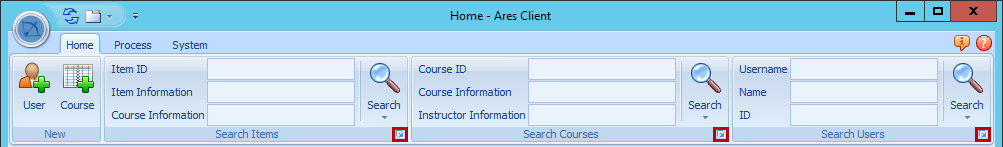 Ares Custom Search interface for Items