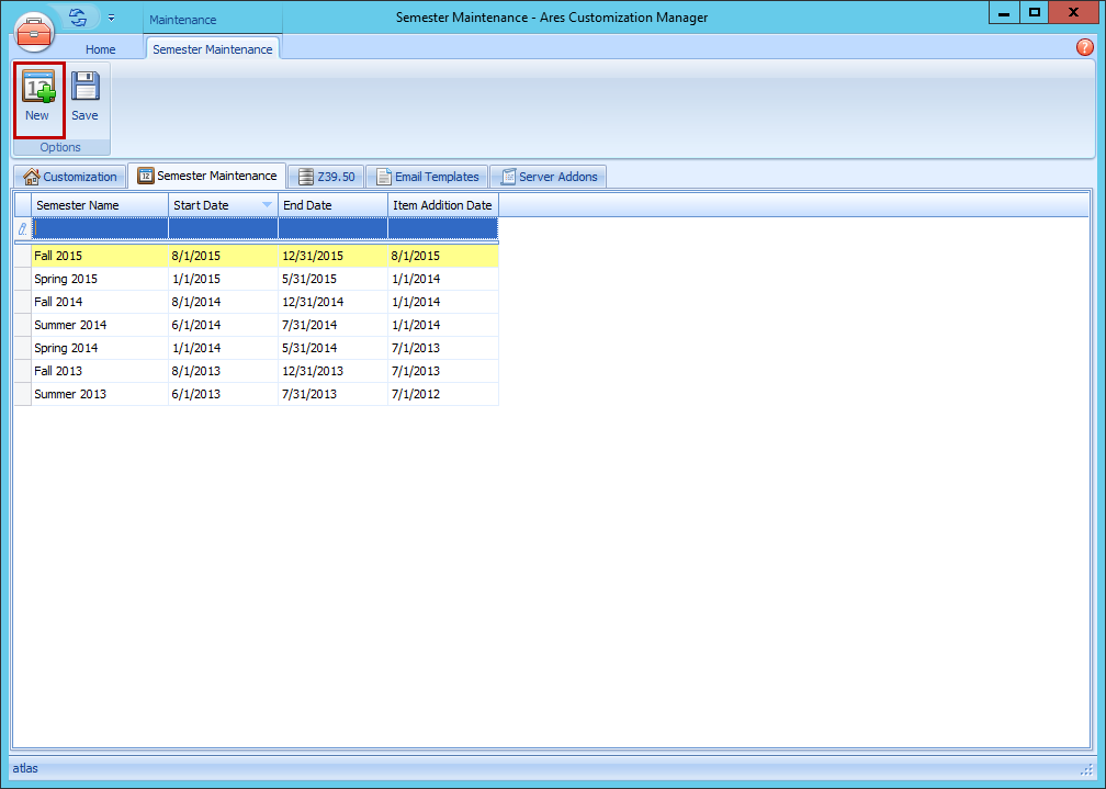 Ares Semester Maintenance with new semester