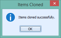 Items cloned successfully confirmation