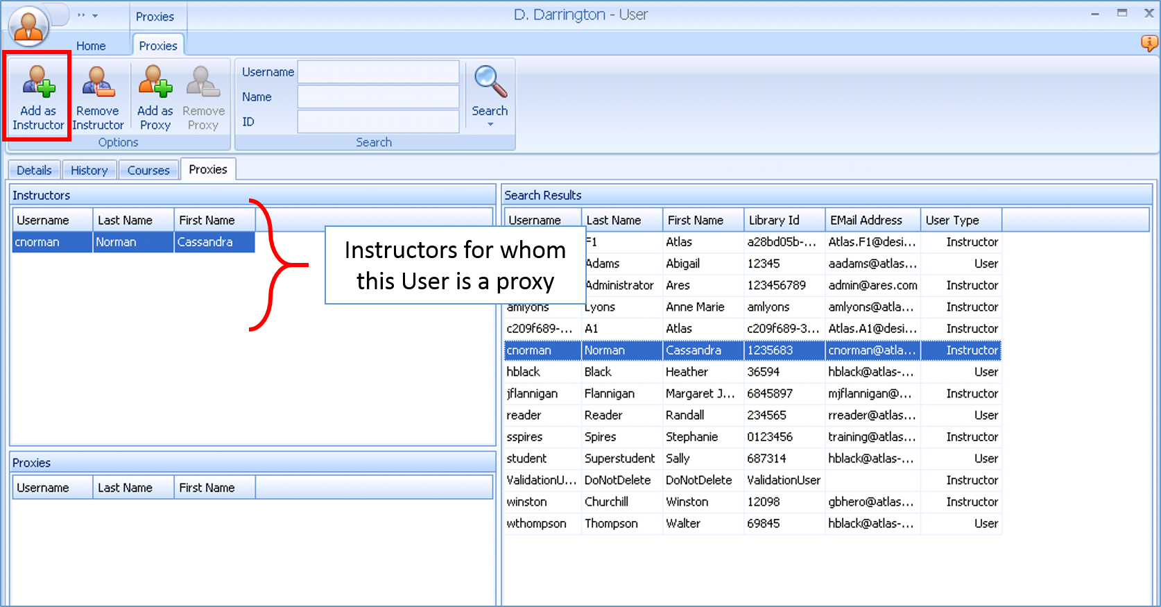 Ares User form Proxies tab proxy view