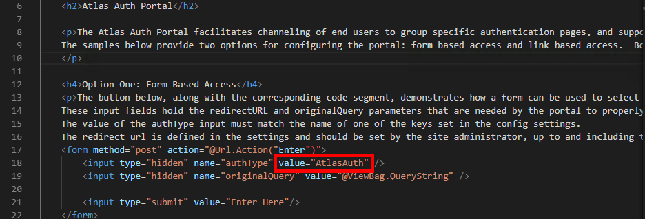 index.cshtml - authType value highlighted