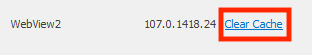WebView2 Clear Cache link detail