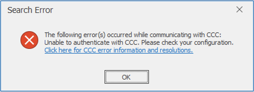 ILLiad 9.2 CCC credentials error dialog
