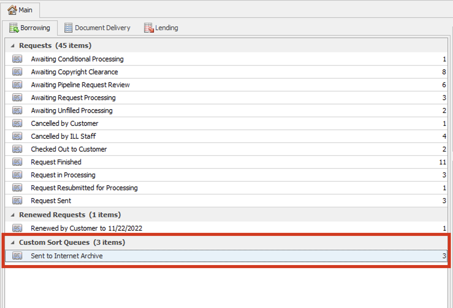 Queue list - Custom Sort Queues category created