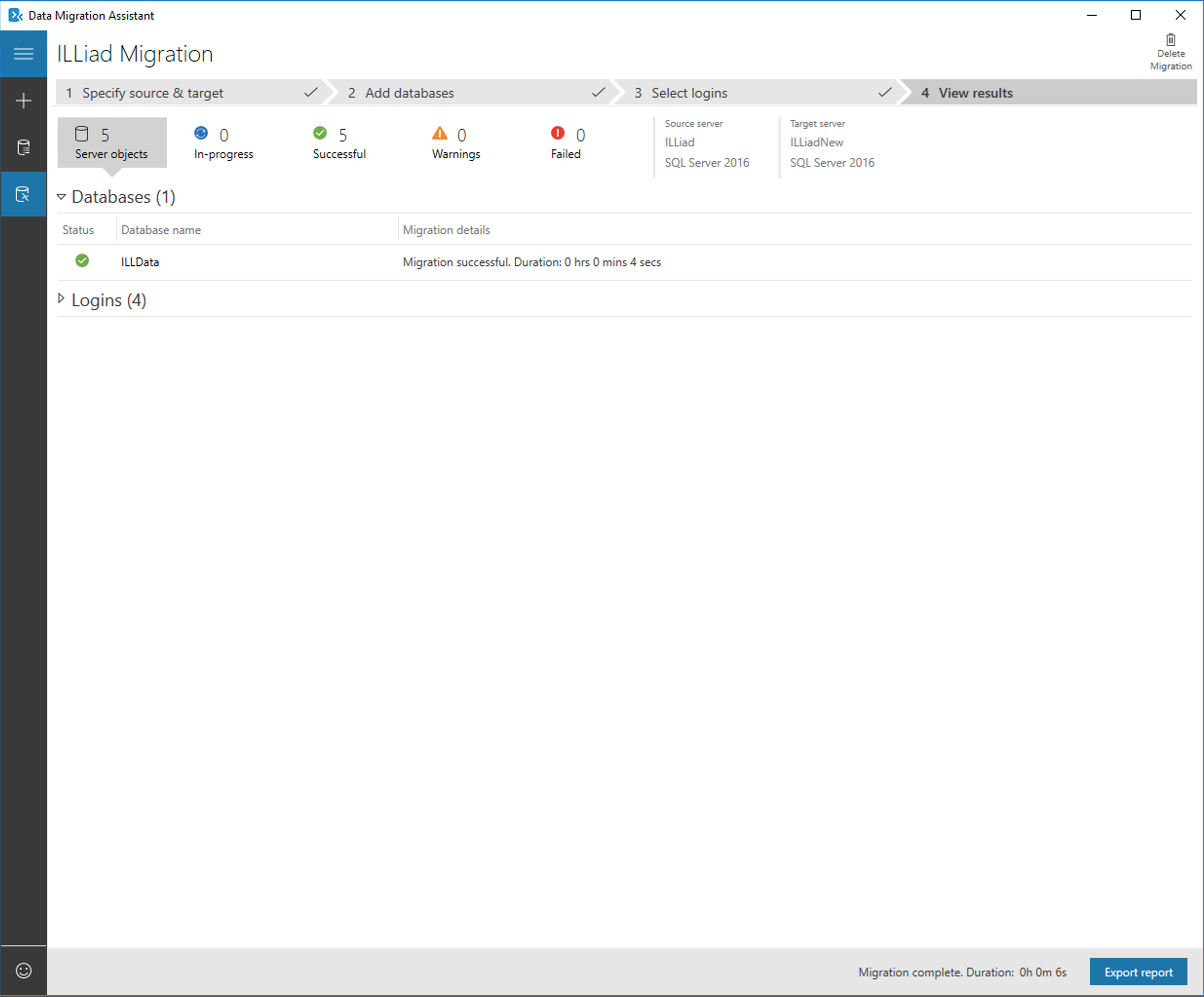 Data Migration Assistant - View results