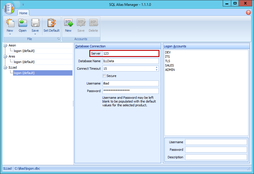 SQL Alias Manager - Server Name field