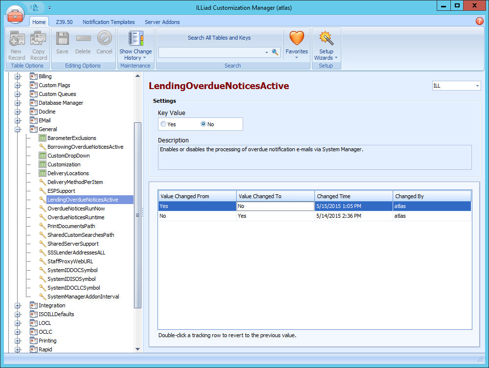 Lending Overdues Active Setting