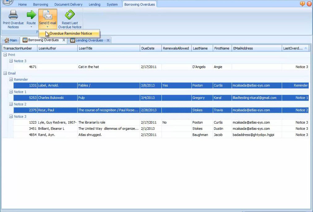 Manually Processing Borrowing Overdues