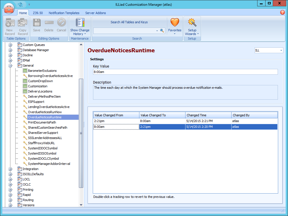 Overdues Runtime Setting