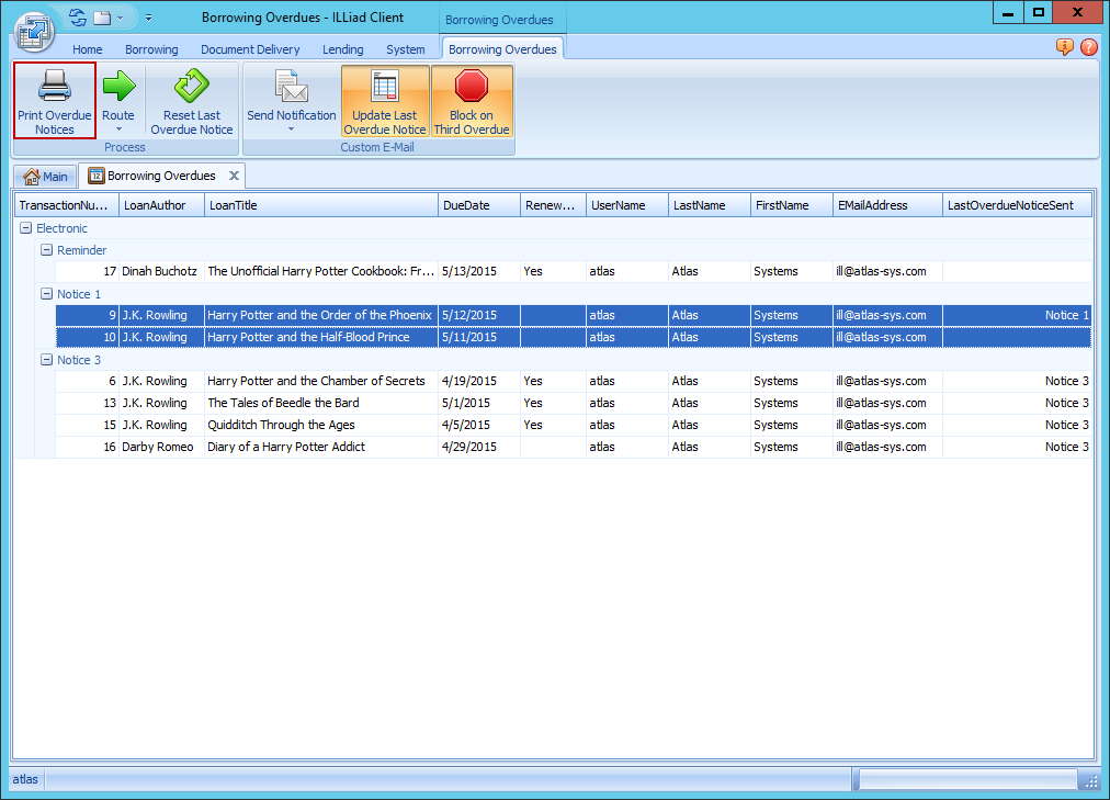 Printing Overdue Notices