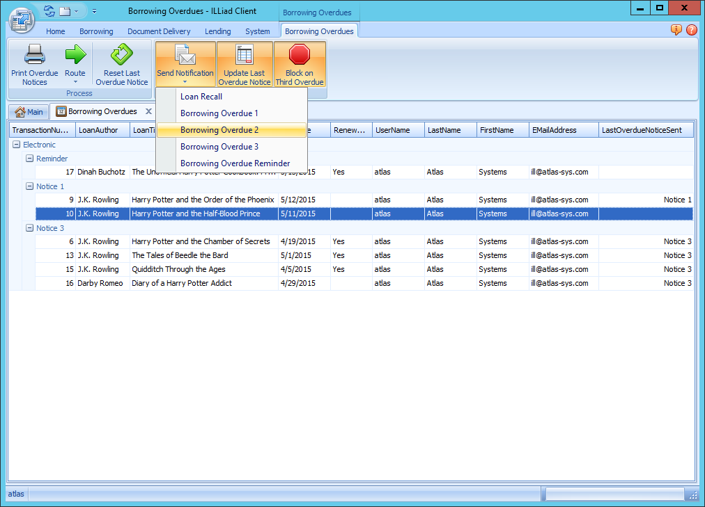 Sending Borrowing Overdues Manually