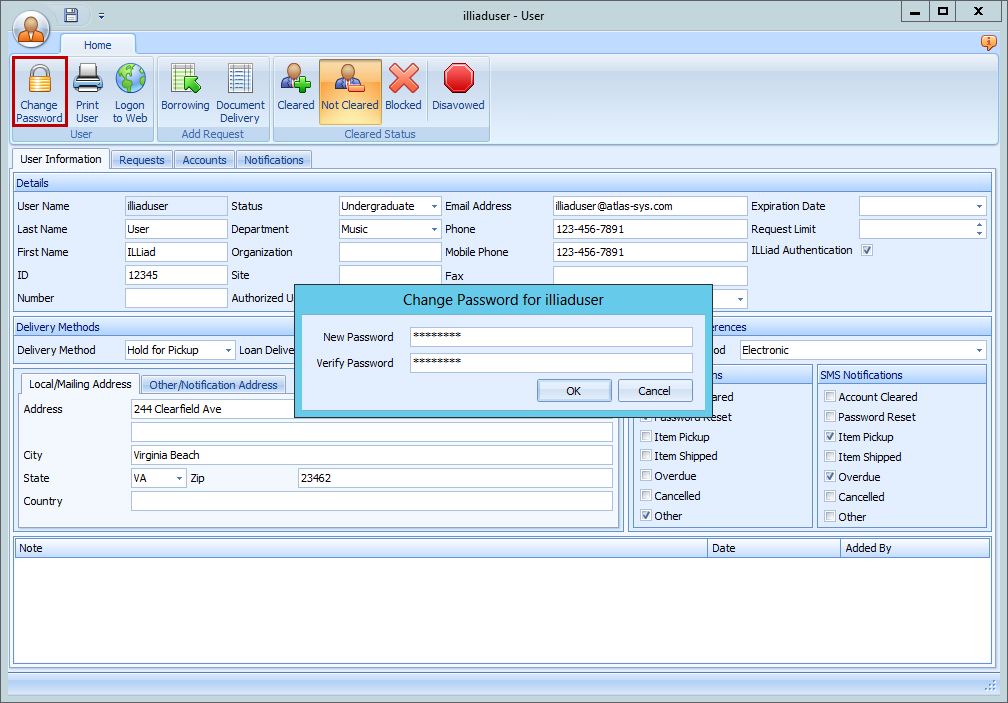 Change Password Dialog
