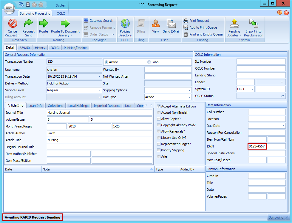 RAPID Request Sending Queue