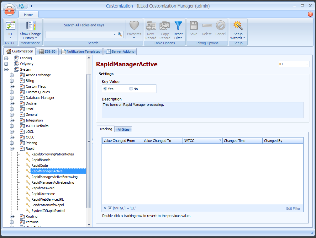 Rapid Manager Active Settings