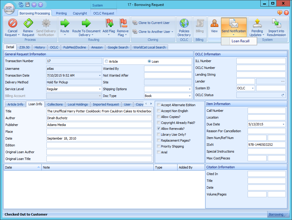 Loan Recall Email Form