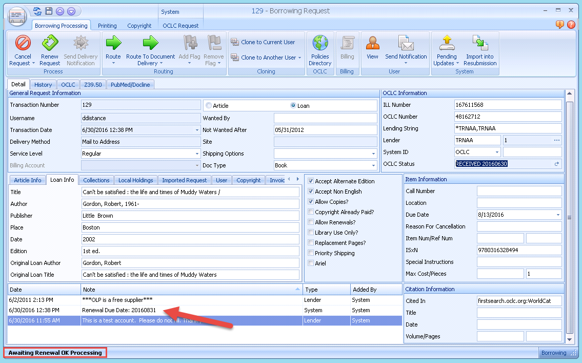 ILLiad Processing Renewal Responses