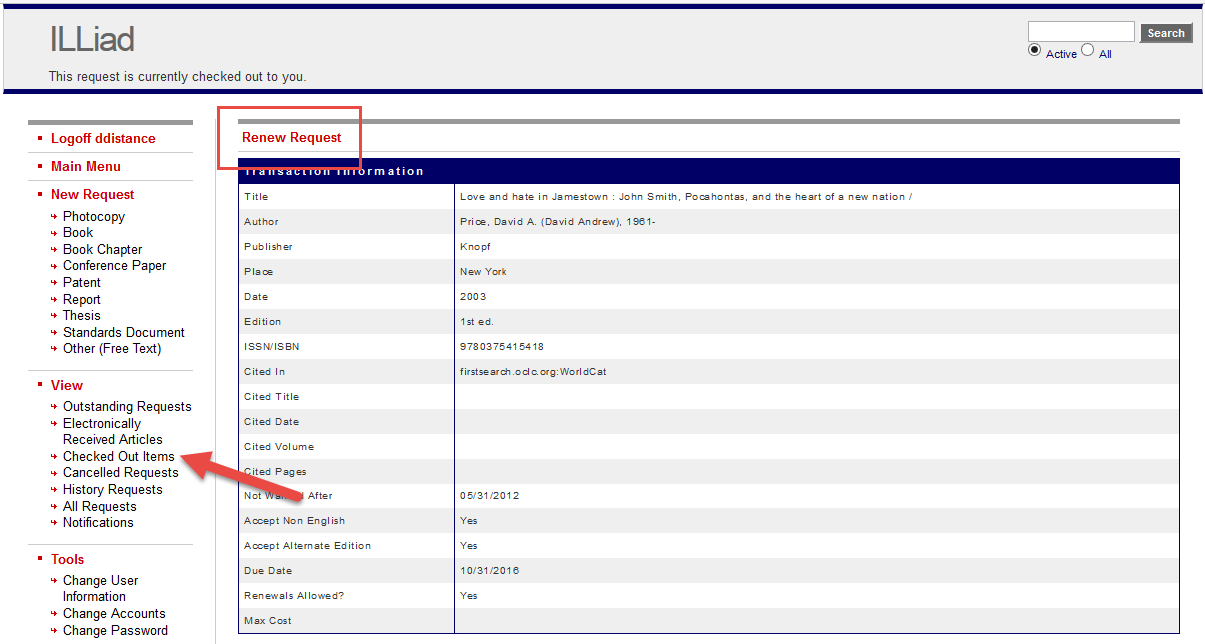Request Renewal Link Web Pages