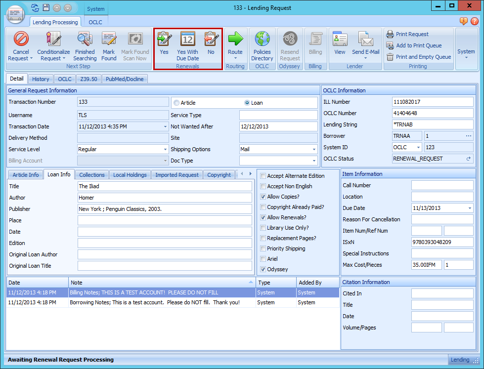 Responding to Renewal Request Options
