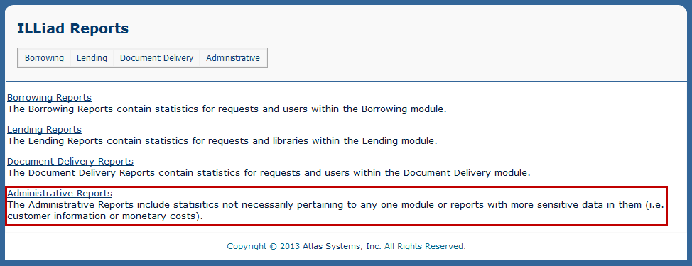 Administrative Web Reports