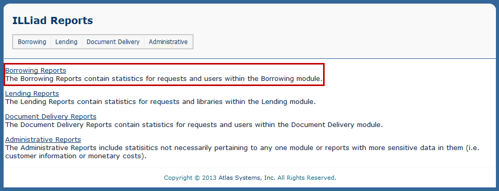 Borrowing Web Reports