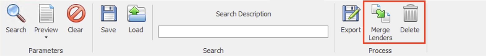 Lender Address Search Ribbon
