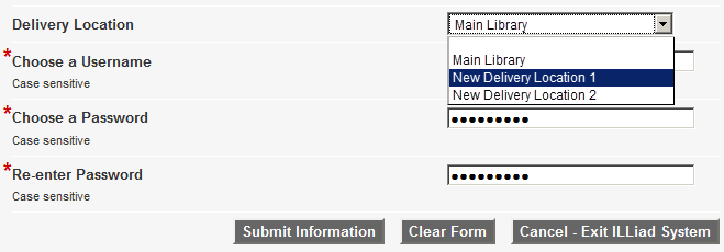 Delivery Location Web Dropdown