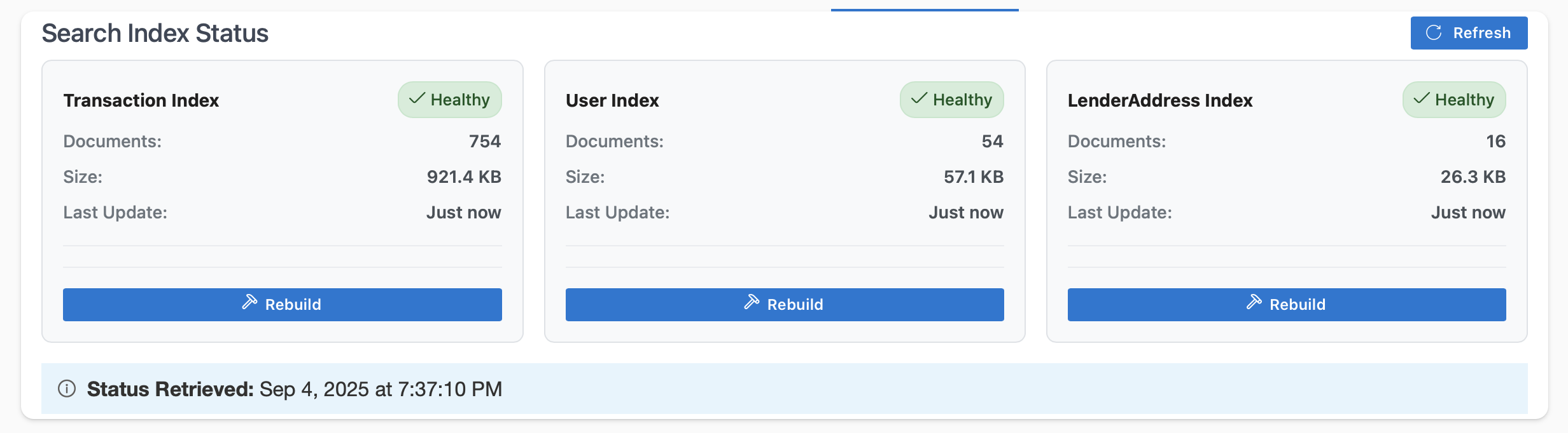 Search Index Status